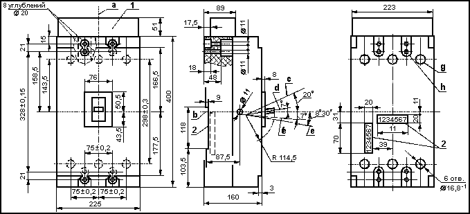 automatic three-phase circuit breakers A3790, drawing