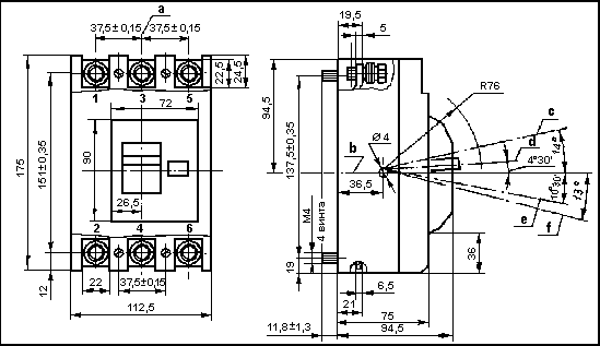 automatic three-phase circuit breakers VA51, VA52, drawing