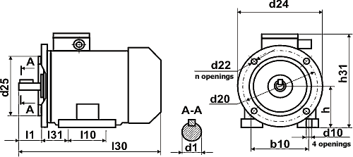 5AM series three-phase asynchronous motors (shaft height 280, 315), drawing