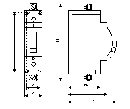 automatic single-phase circuit breakers A63M, drawing