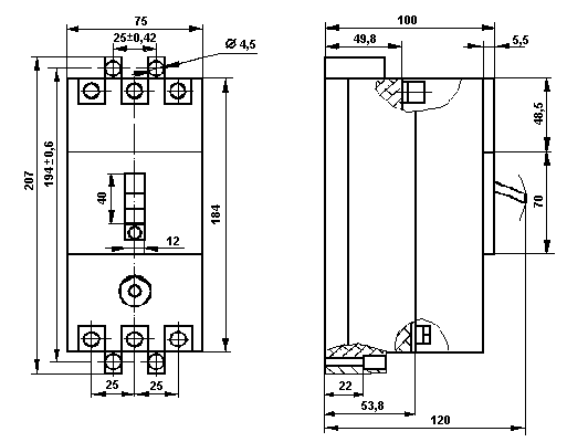 automatic three-phase circuit breakers AE20, drawing
