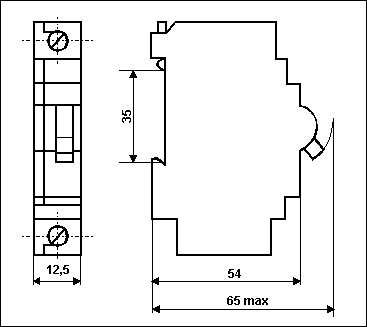 automatic circuit breakers for DIN-cleat VA6026, drawing